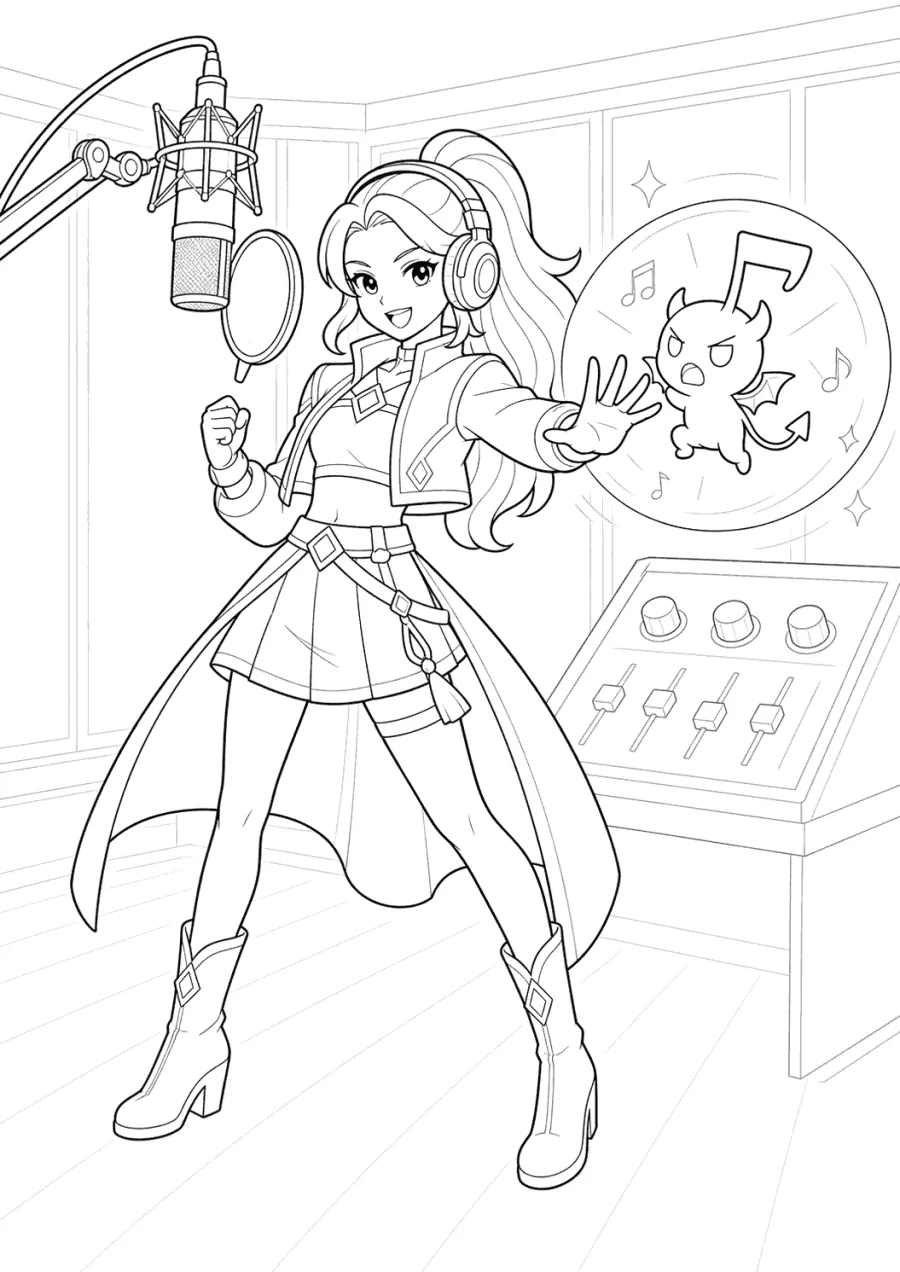 K-pop Demon Hunters Girl in a Recording Studio