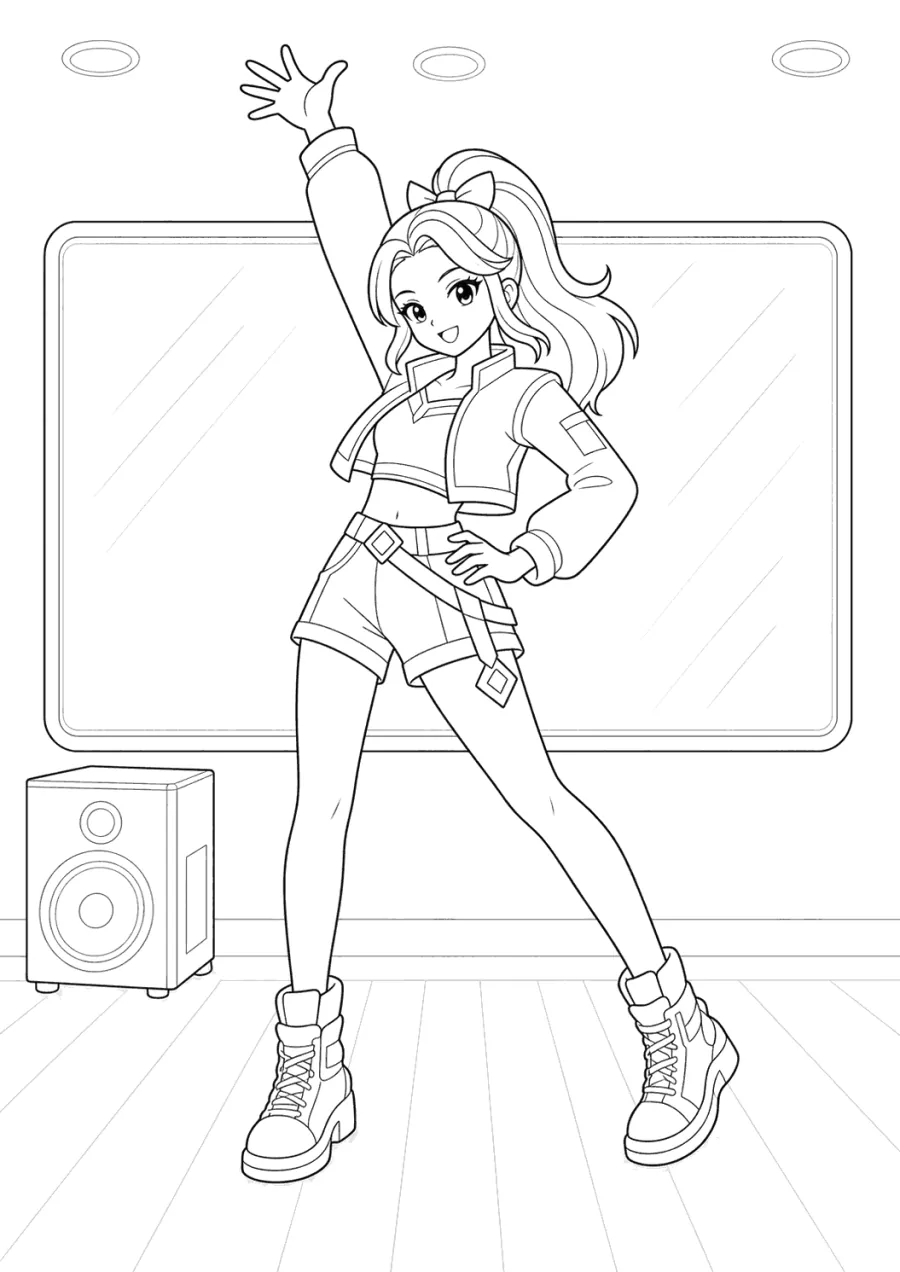 K-pop Demon Hunters Girl in a Rehearsal Room