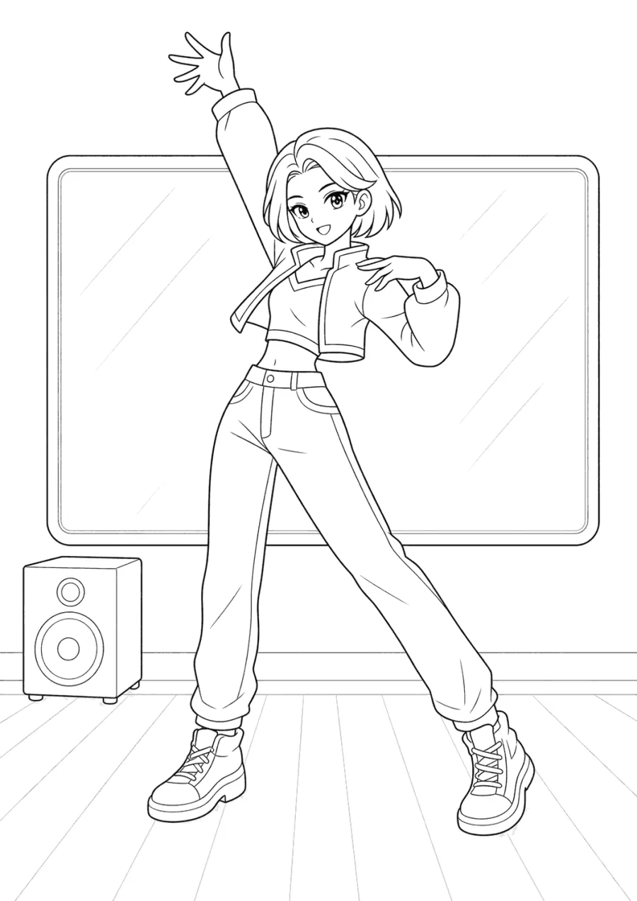 K-pop Demon Hunters Girl Posing in Rehearsal Room