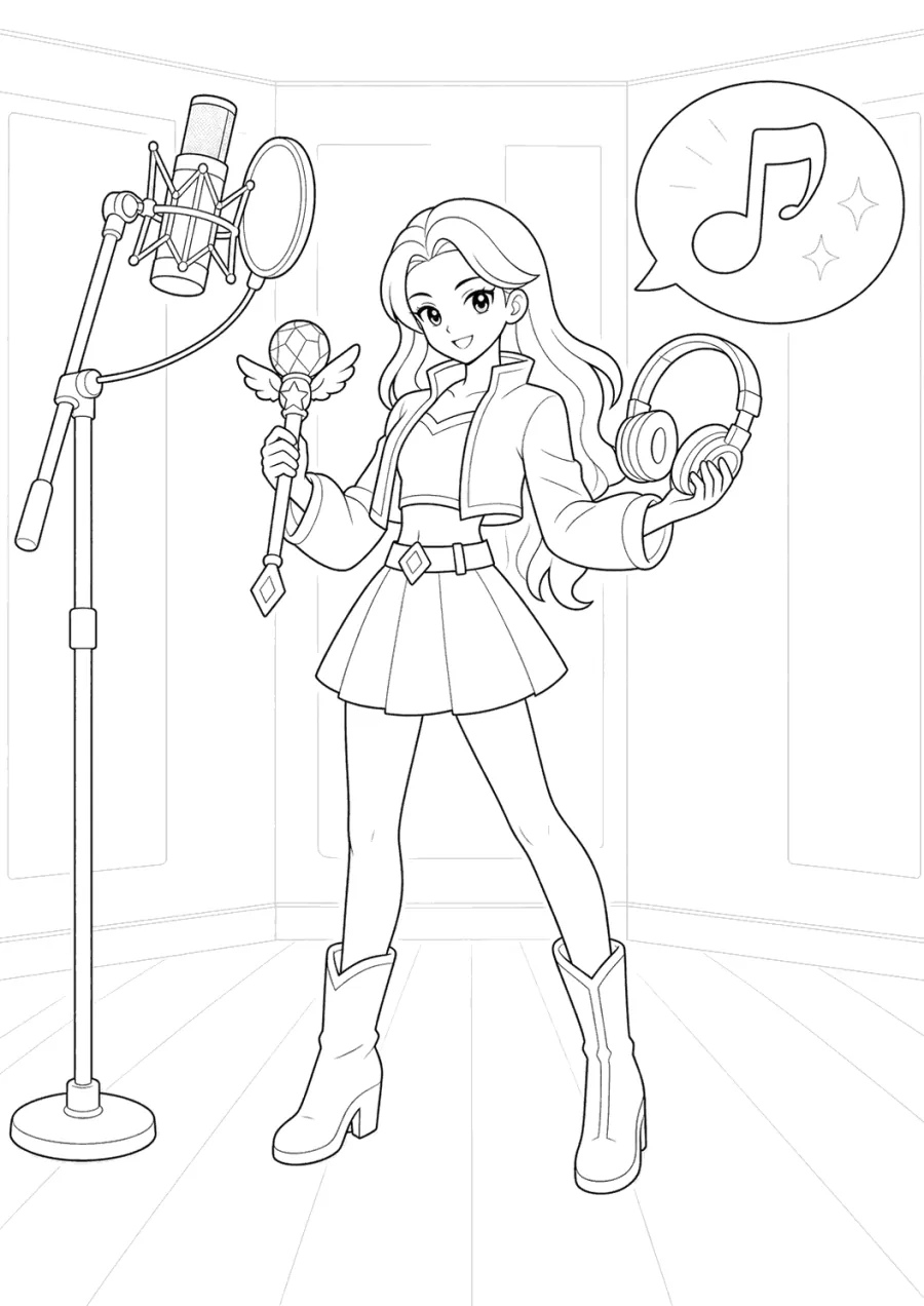 K-pop Demon Hunters Girl Singing in Recording Studio