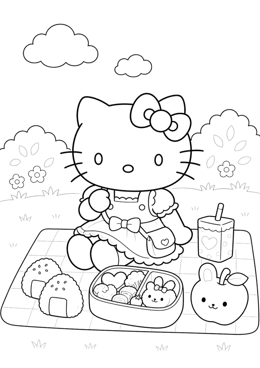 Kawaii Hello Kitty with Bento Picnic
