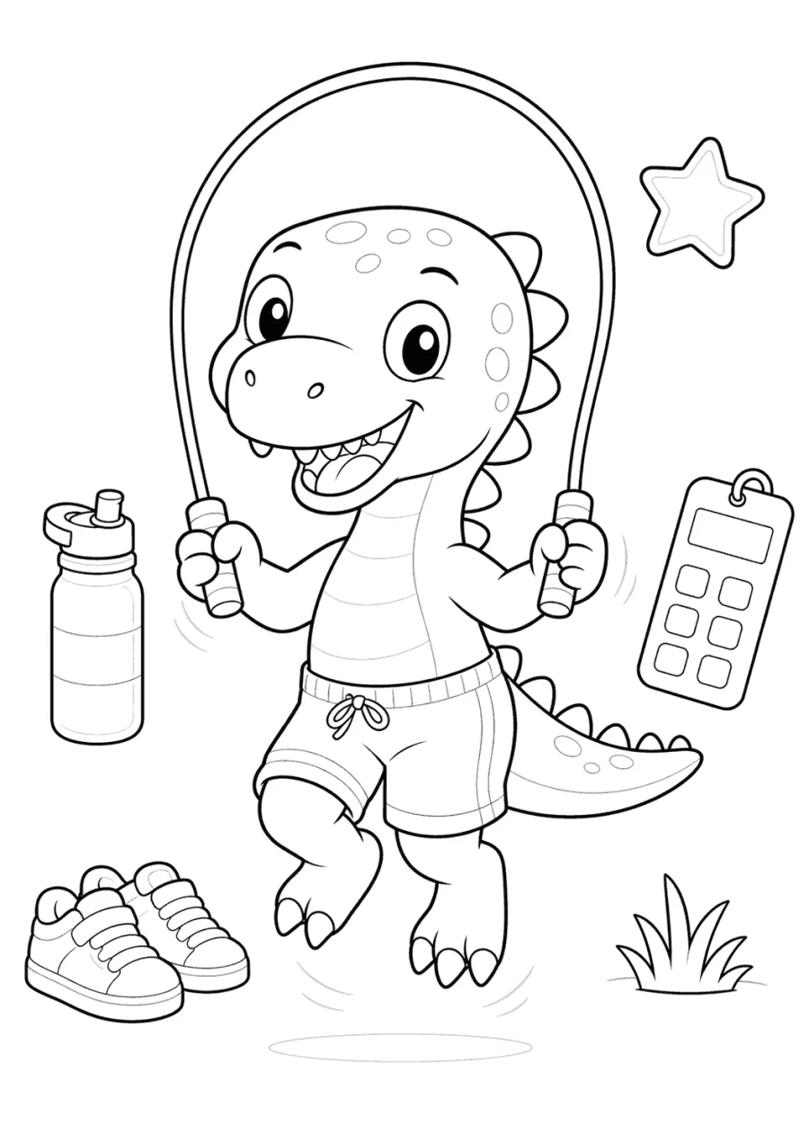 Kid Dinosaur Jumping Rope