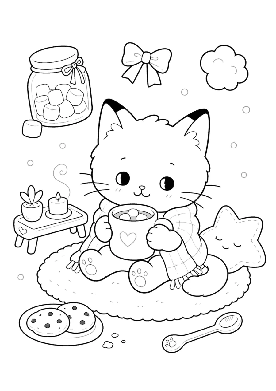 Kitten Having Tea with a Teddy Bear