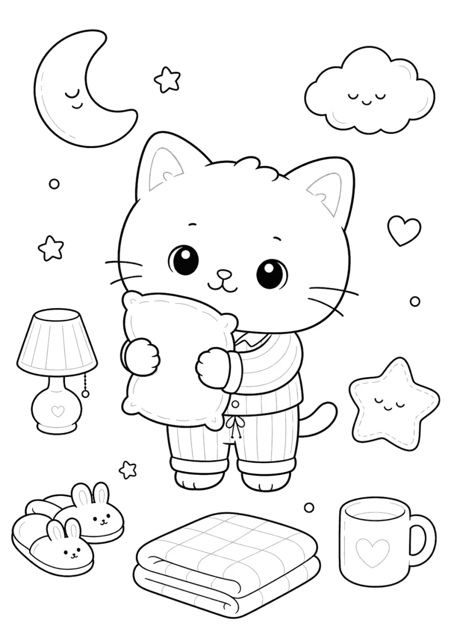 Kitten Holding a Blanket at Bedtime