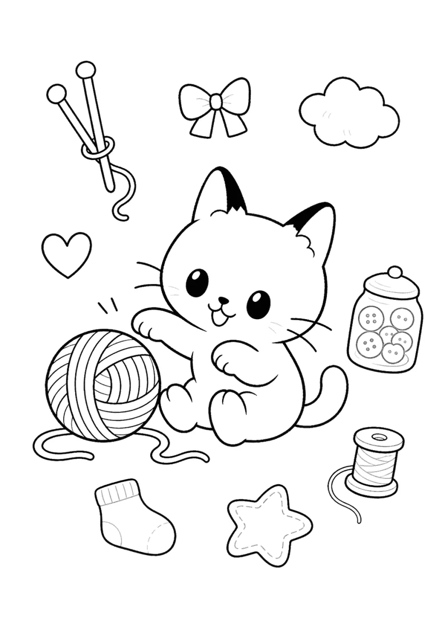 Kitten Playing with Yarn