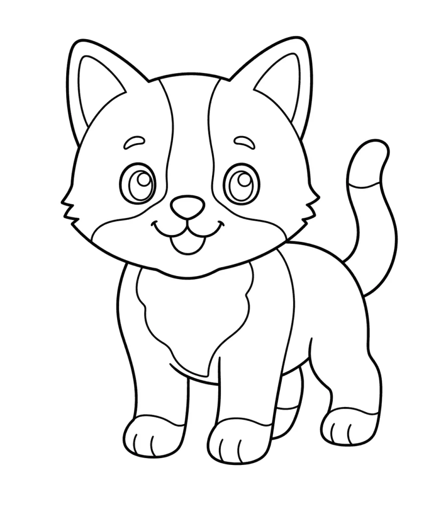 Kitten Standing with Curled Tail