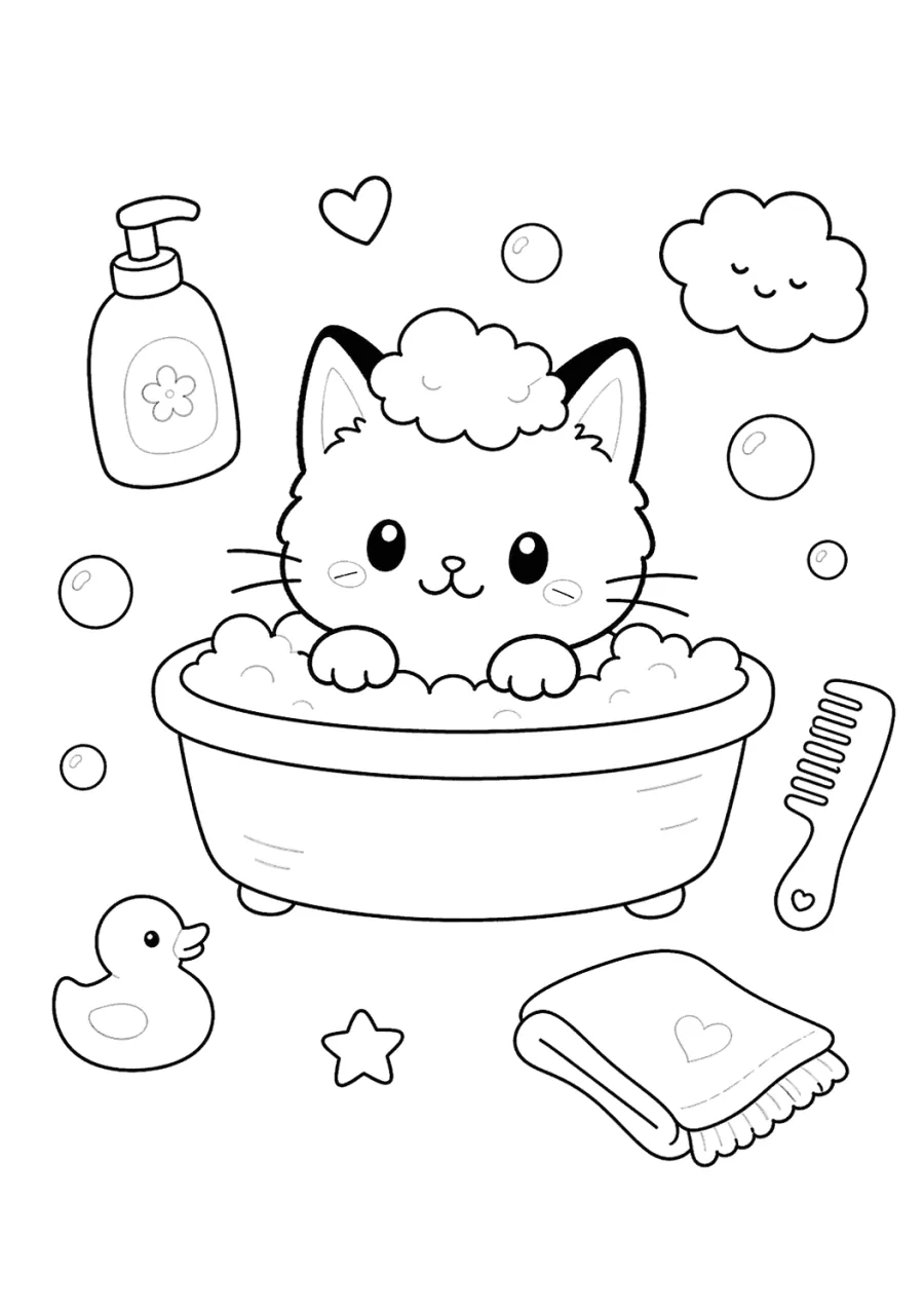 Kitten Taking a Bubble Bath
