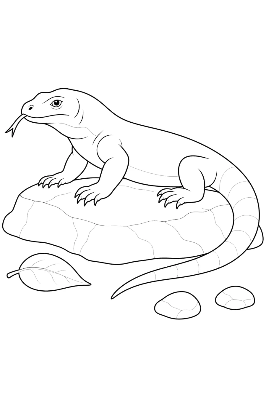 Komodo Dragon Resting on a Rock
