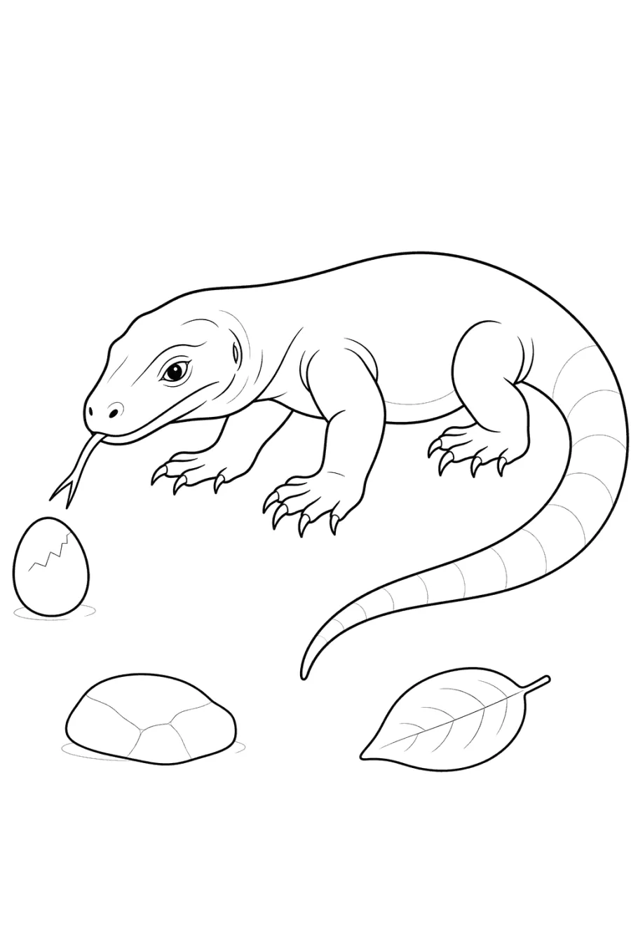 Komodo Dragon Sniffing an Egg
