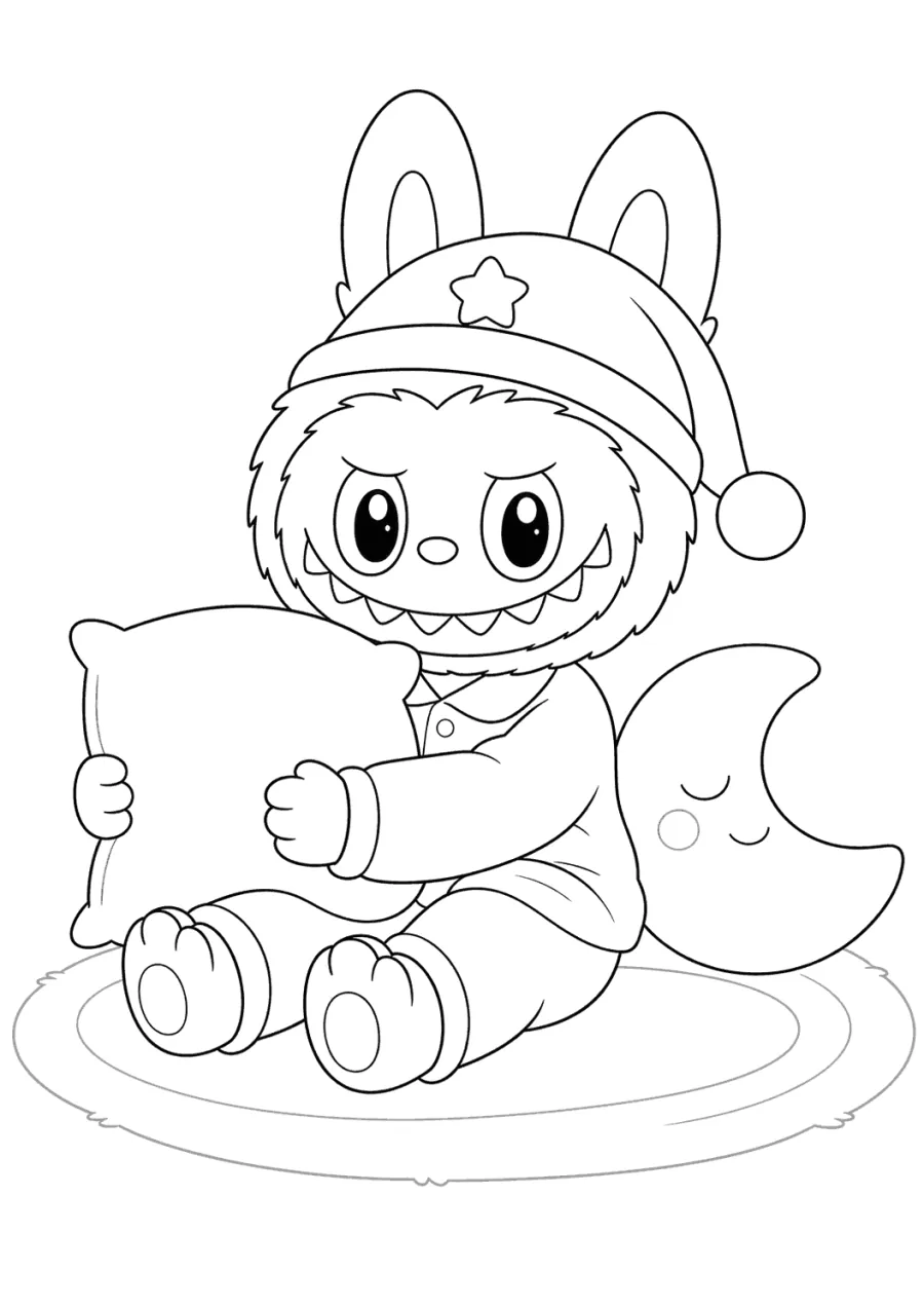 Labubu in Cozy Pajamas Reading a Letter