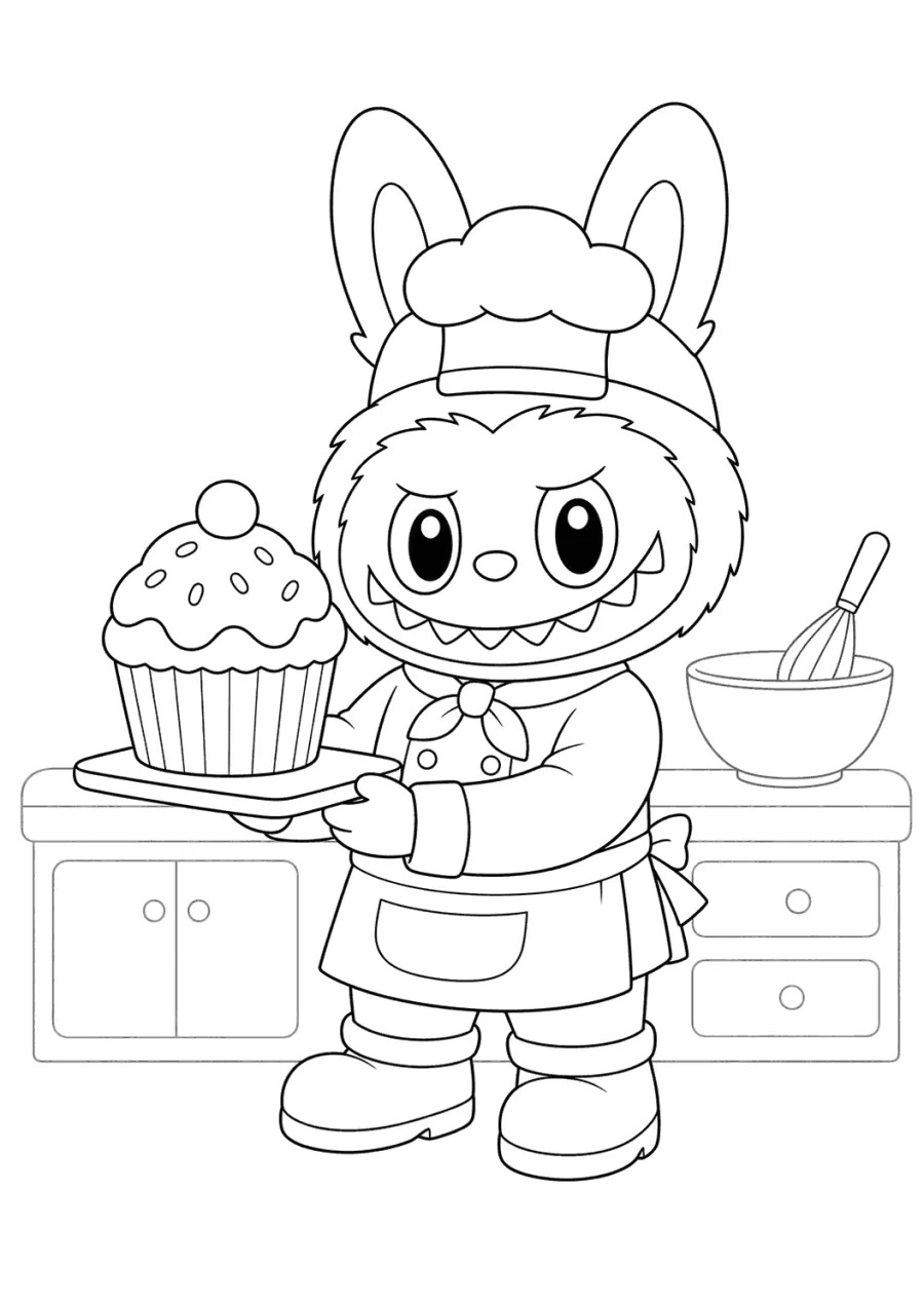 Labubu Little Chef with a Cupcake