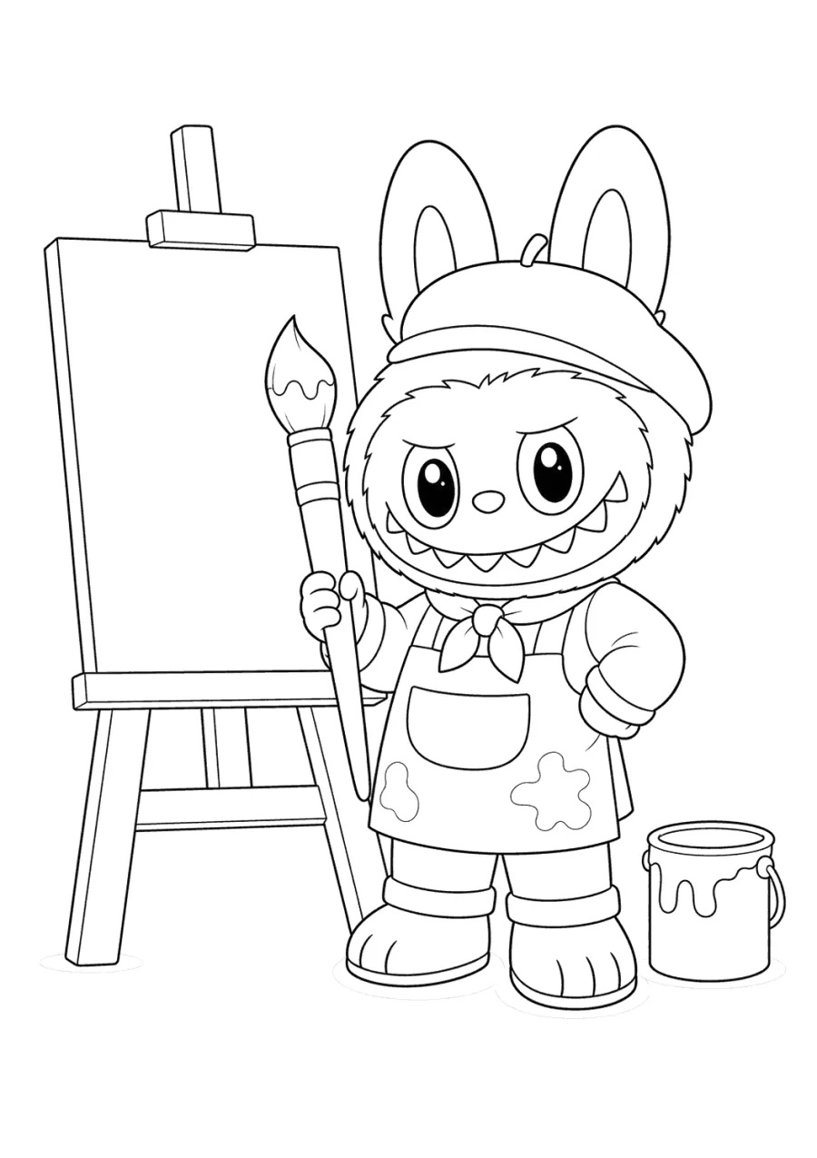 Labubu Little Painter at an Easel