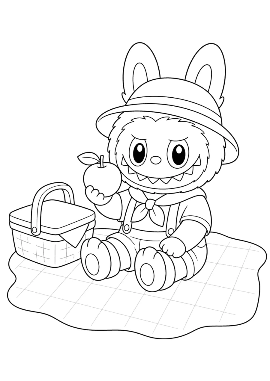 Labubu Picnic with Basket and Apple
