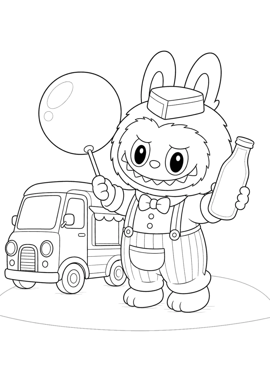 Labubu with a Retro Soda Truck