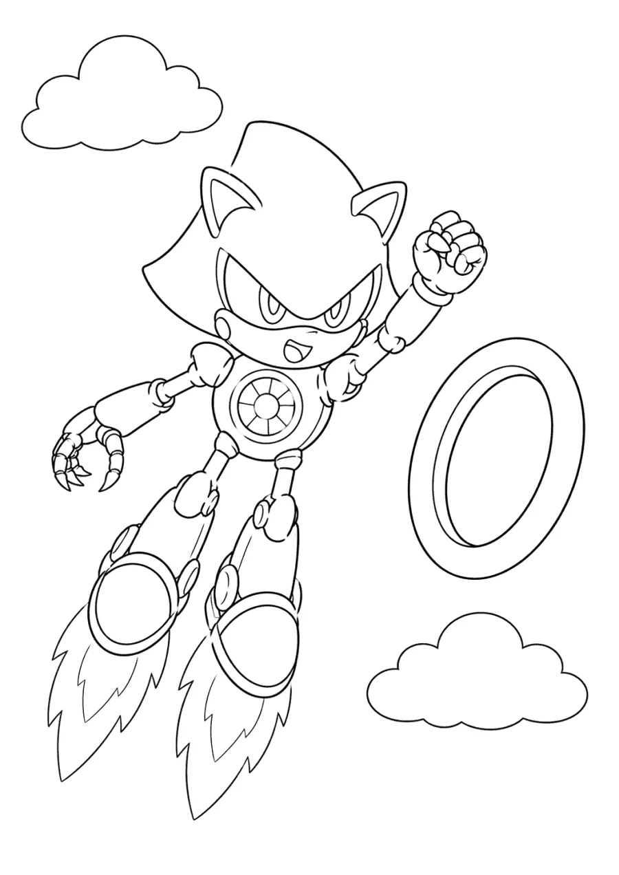 Metal Sonic Flying with Rocket Feet