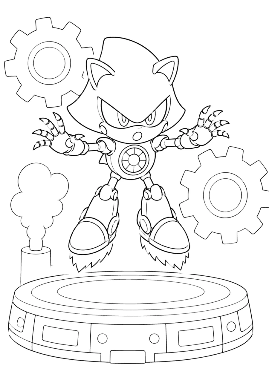 Metal Sonic Hovering Above a Platform