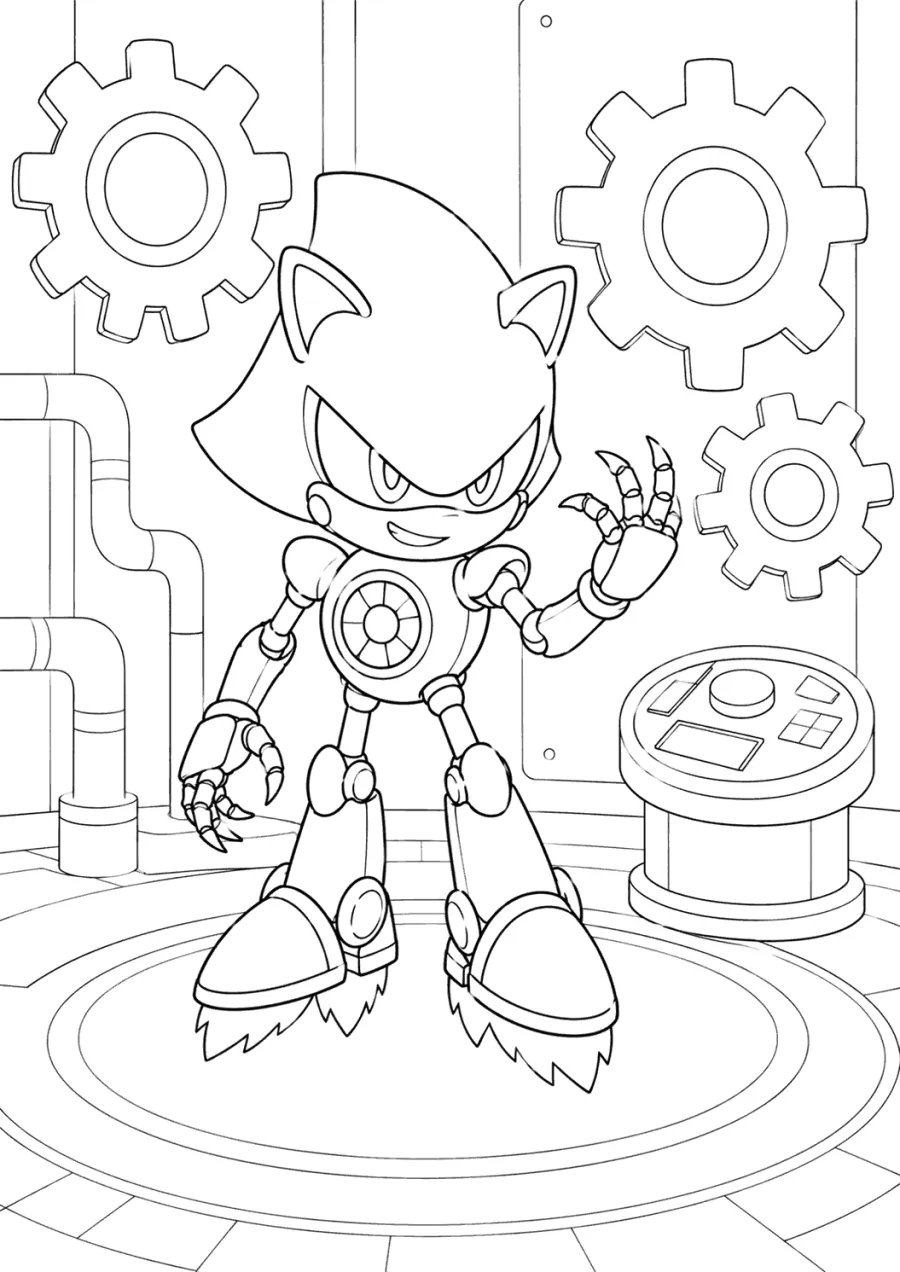 Metal Sonic in a Gear Room