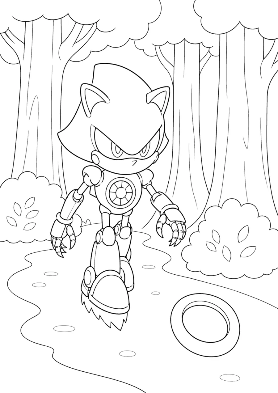 Metal Sonic Patrolling a Forest