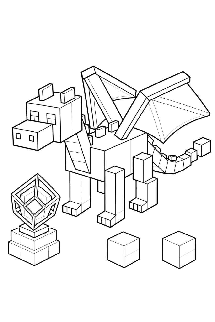 Minecraft Blocky Dragon on a Crystal Platform