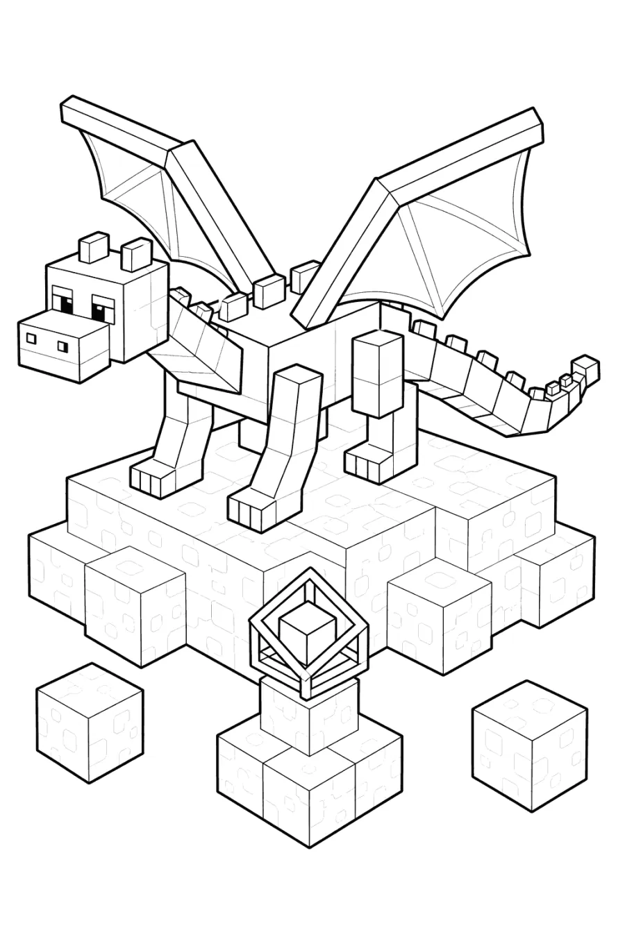 Minecraft Blocky Dragon on a Gem Pedestal