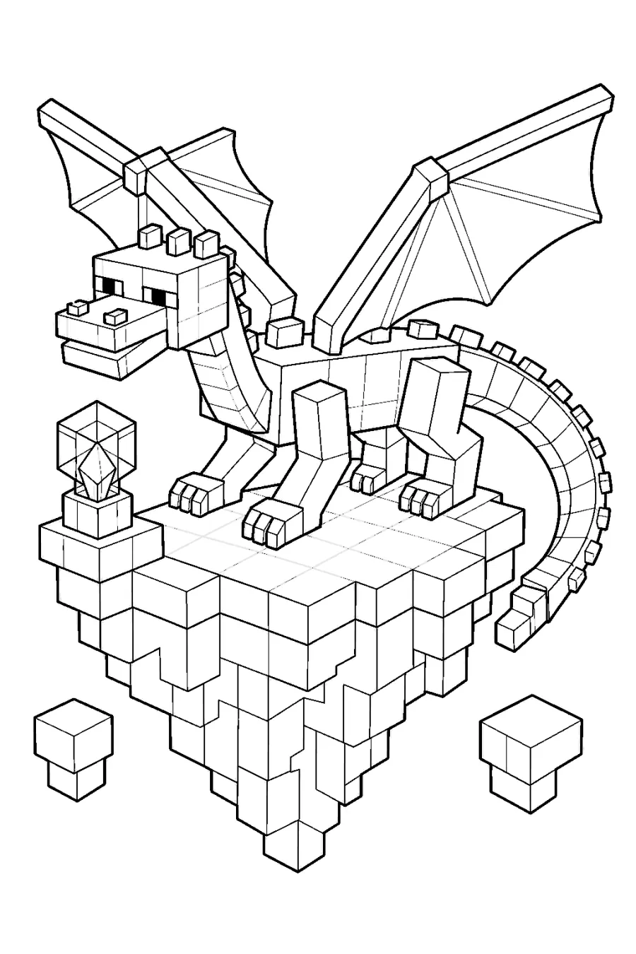 Minecraft Blocky Ender Dragon on a Floating Island