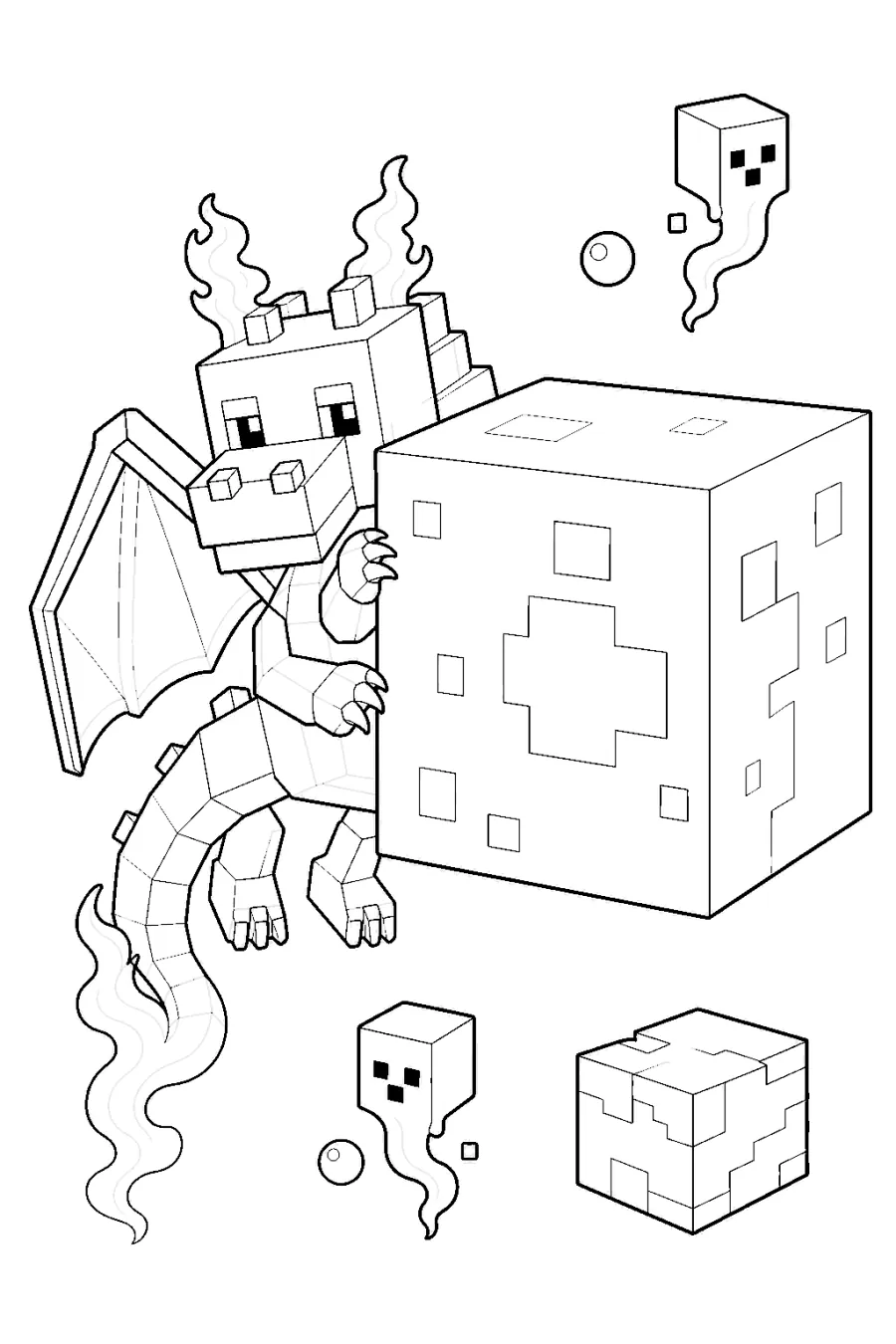 Minecraft Blocky Ghost Dragon by a Moonlit Cube