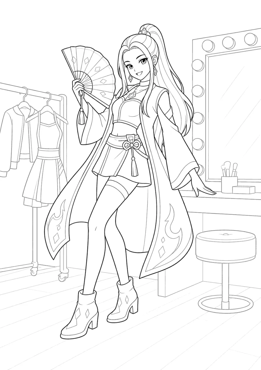 Mira K-pop Demon Hunters Backstage Fan Pose