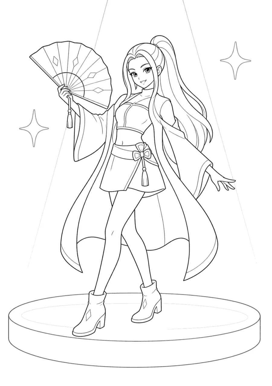 Mira K-pop Demon Hunters on a Round Fan Stage