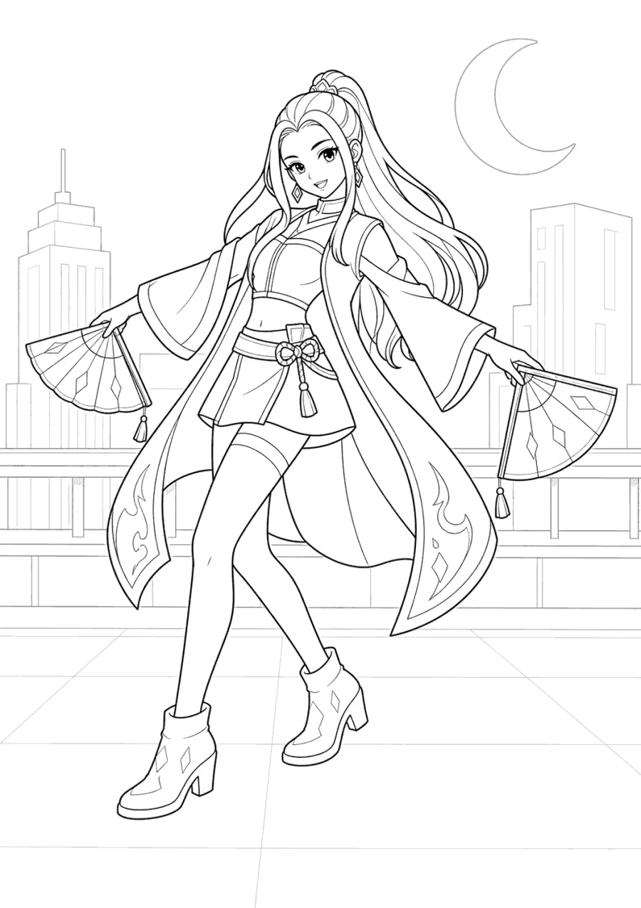 Mira K-pop Demon Hunters Rooftop Fan Dance
