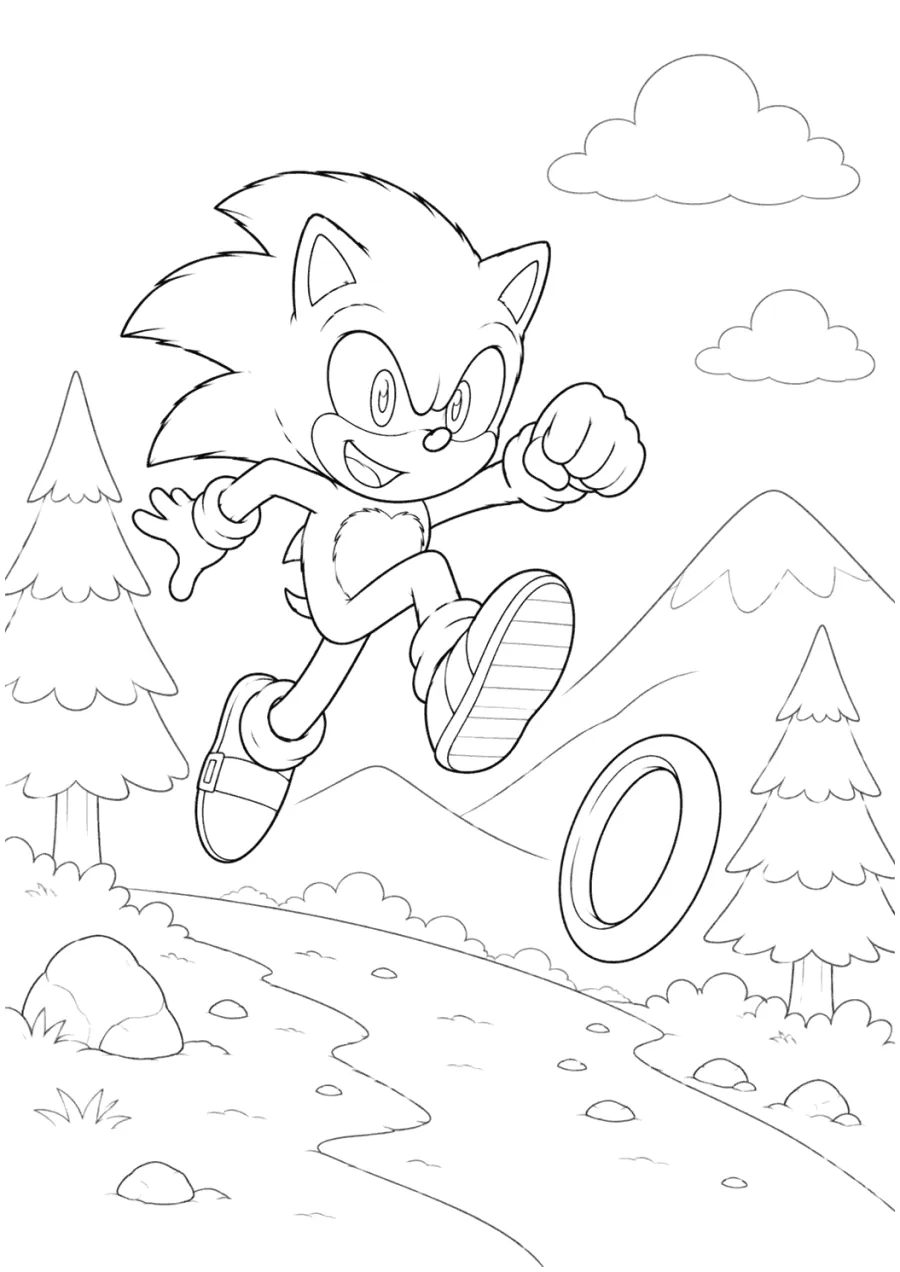 Movie Sonic Jumping on a Mountain Trail