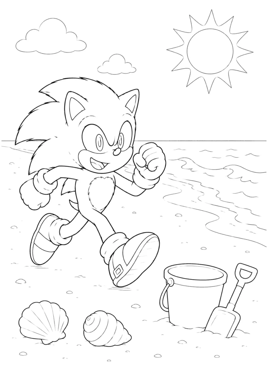 Movie Sonic Running on a Beach