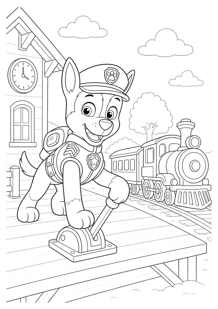 Paw Patrol Chase Beside a Train