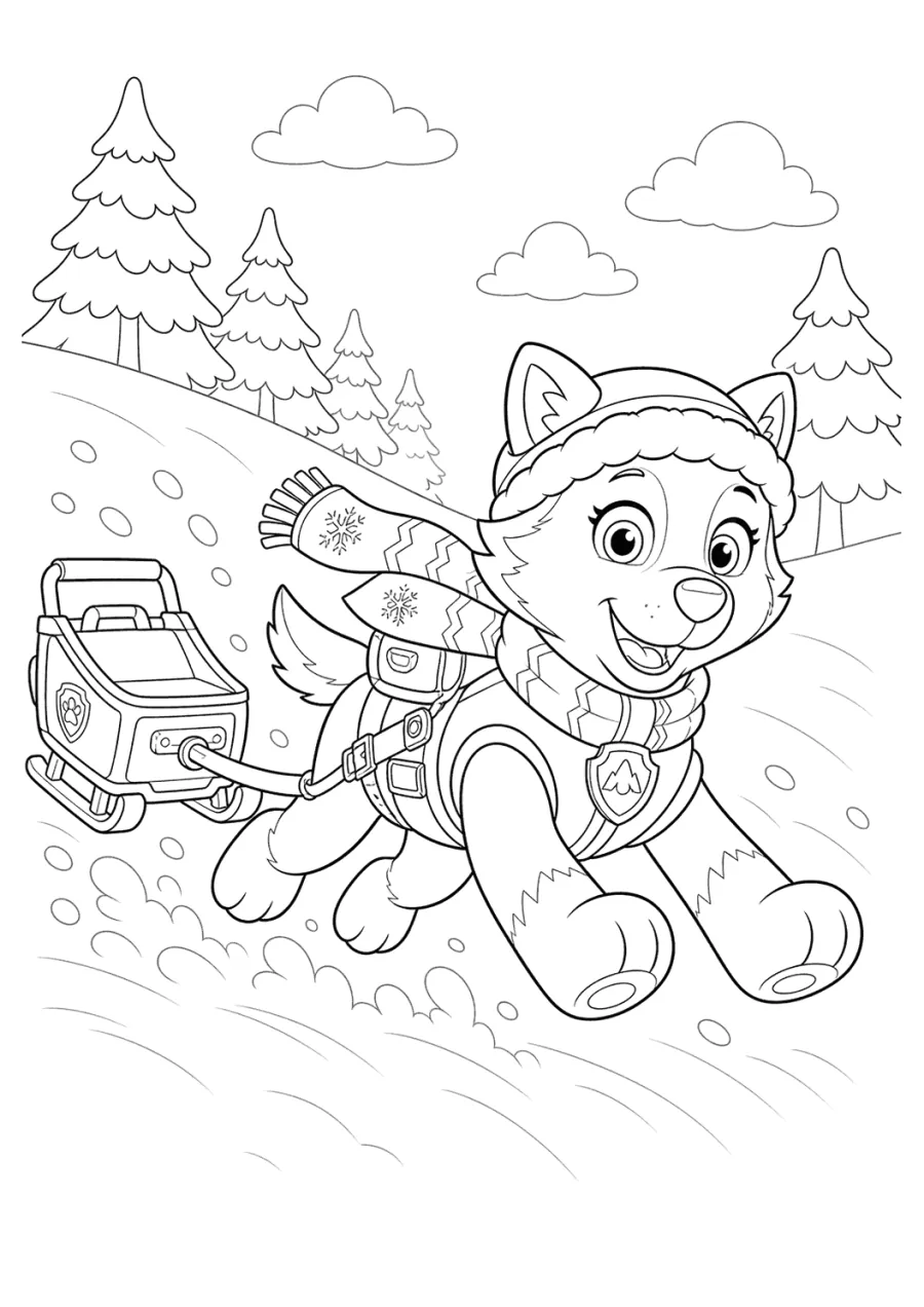 Paw Patrol Everest Running Through Snow