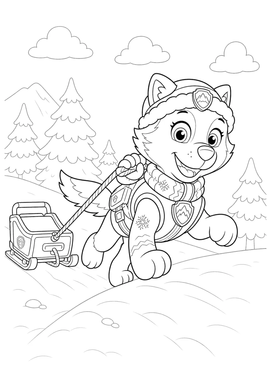 Paw Patrol Everest Running with a Snow Sled