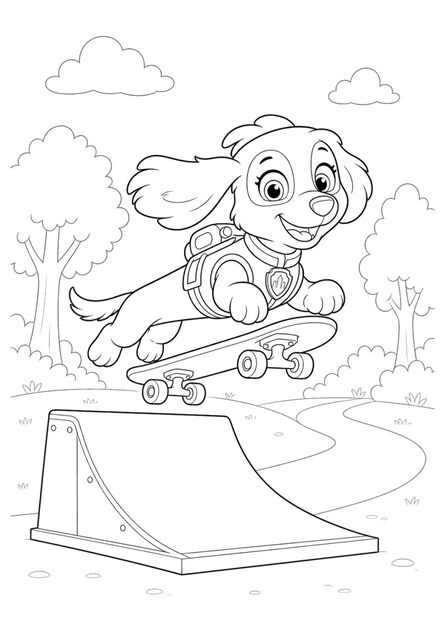 Paw Patrol Liberty Riding a Skateboard