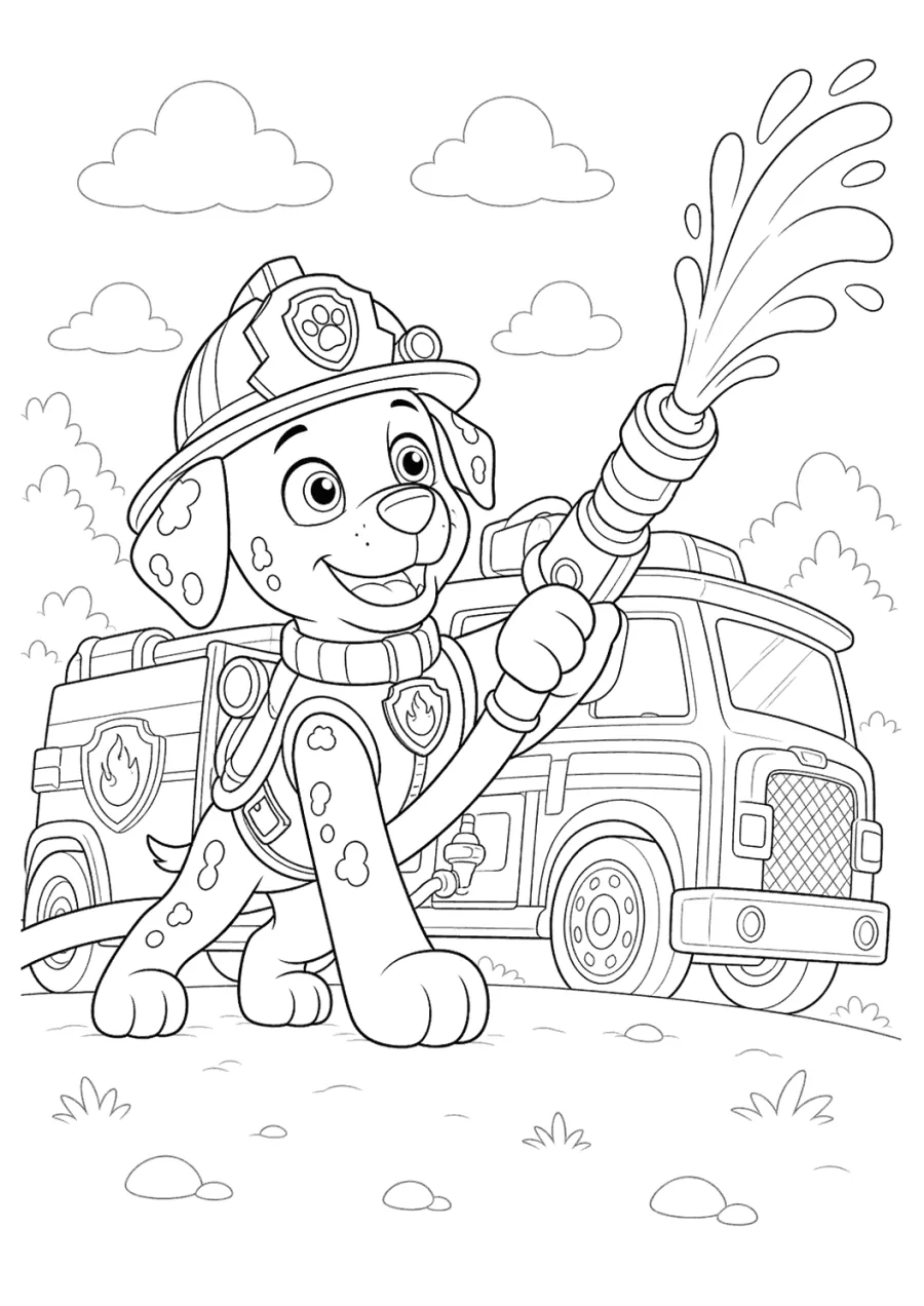 Paw Patrol Marshall Spraying a Fire Hose