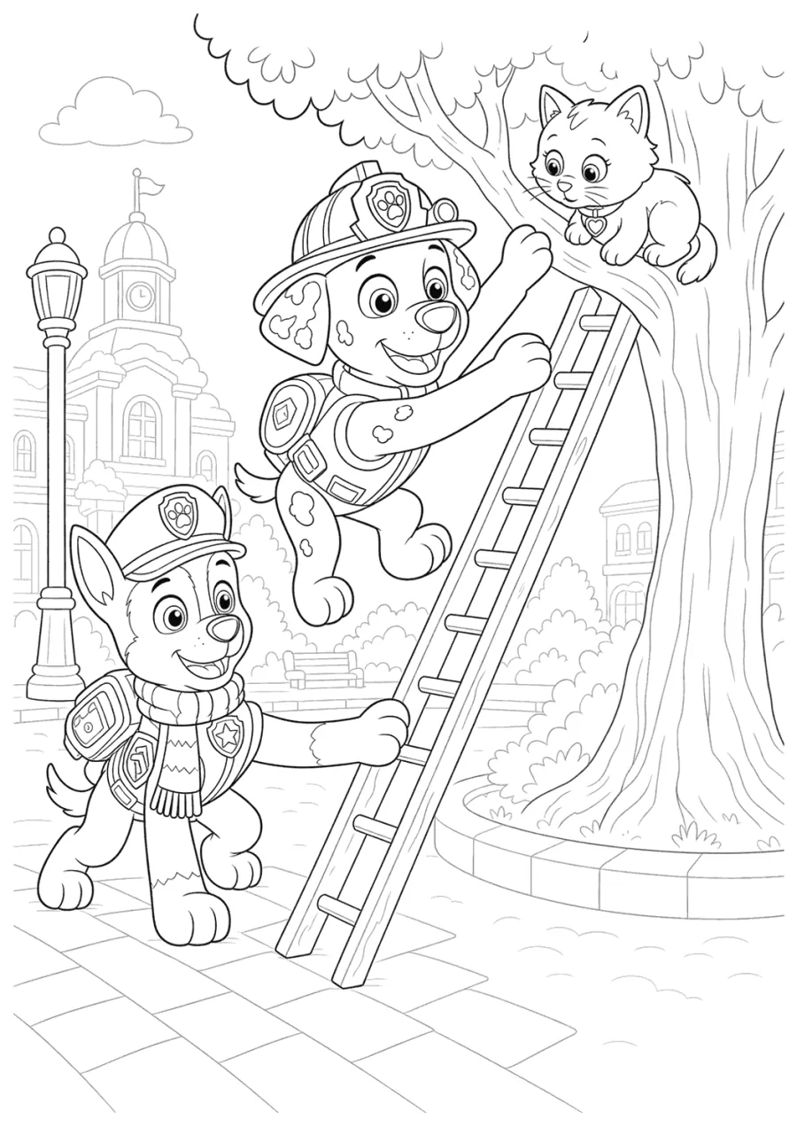 Paw Patrol Pups Rescuing a Kitten from a Tree