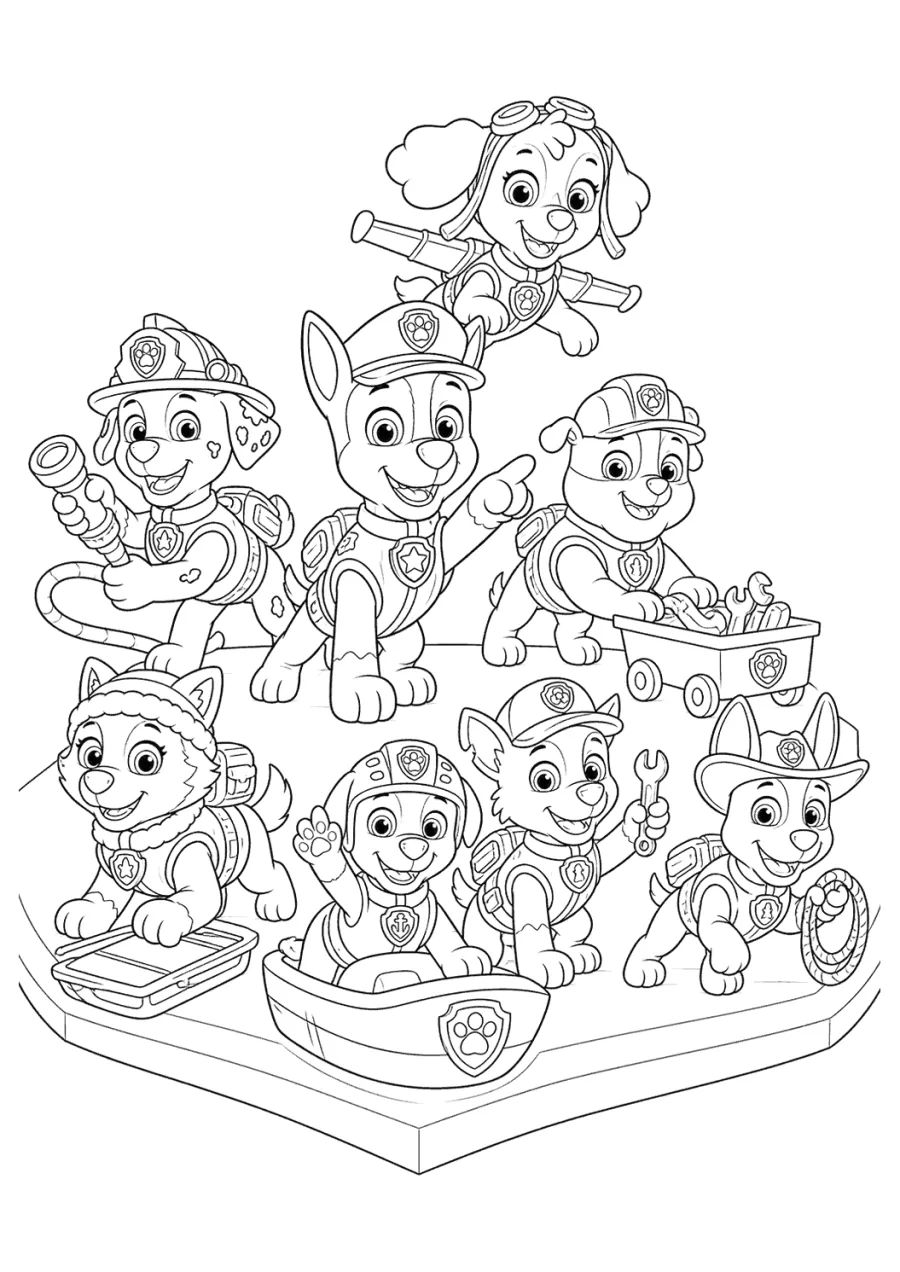Paw Patrol Team on a Badge Platform