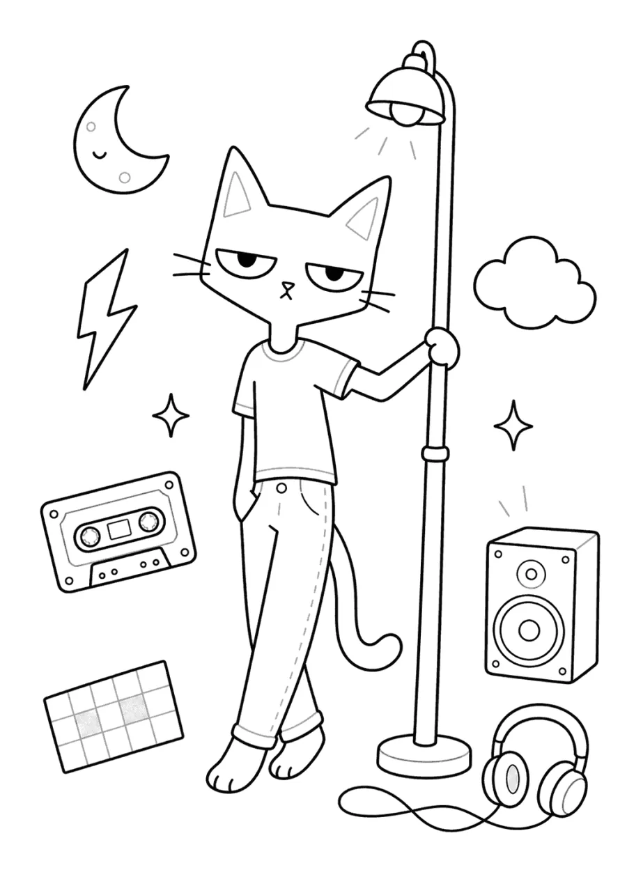 Pete the Cat Holding a Streetlamp