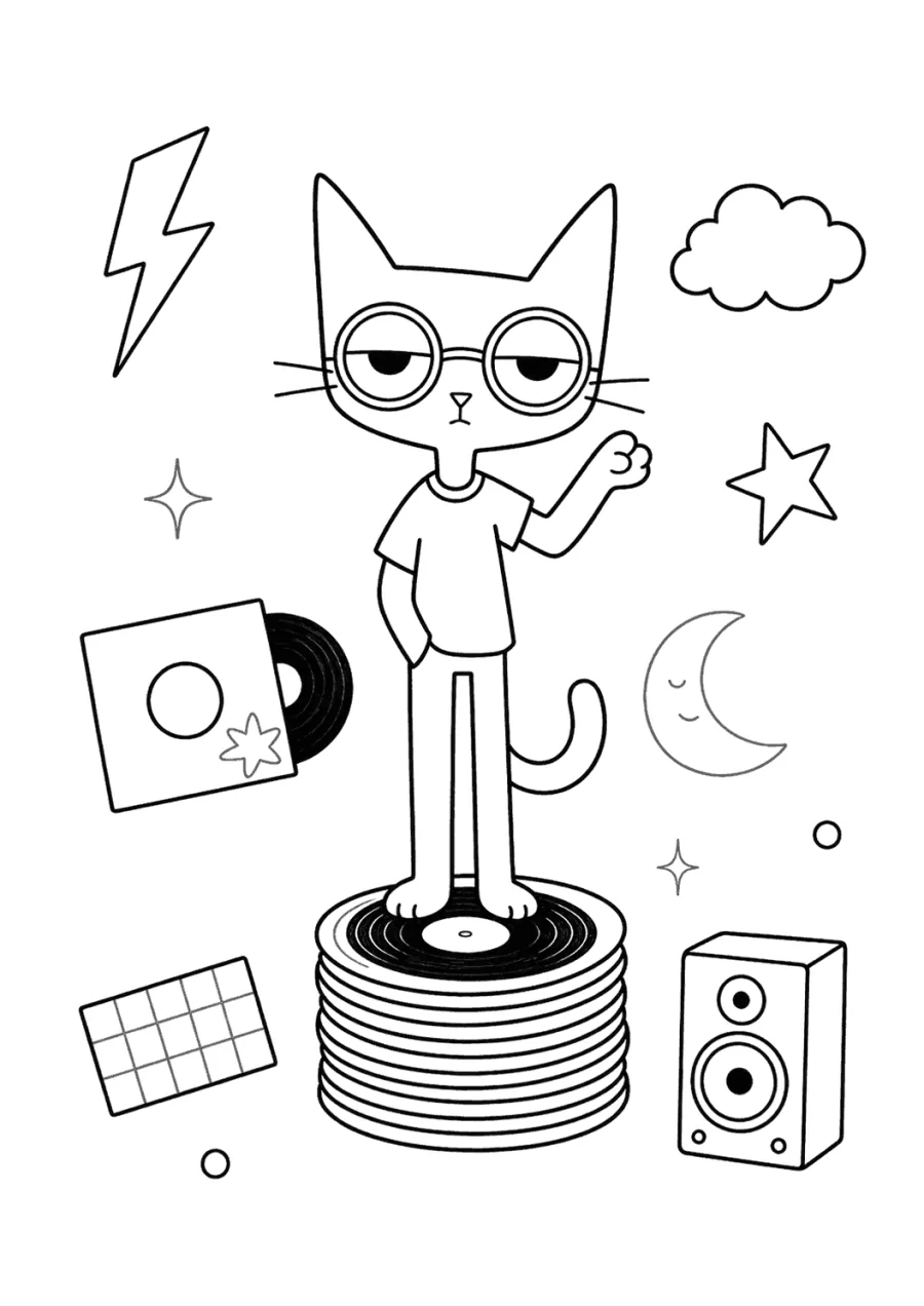 Pete the Cat Standing on Records