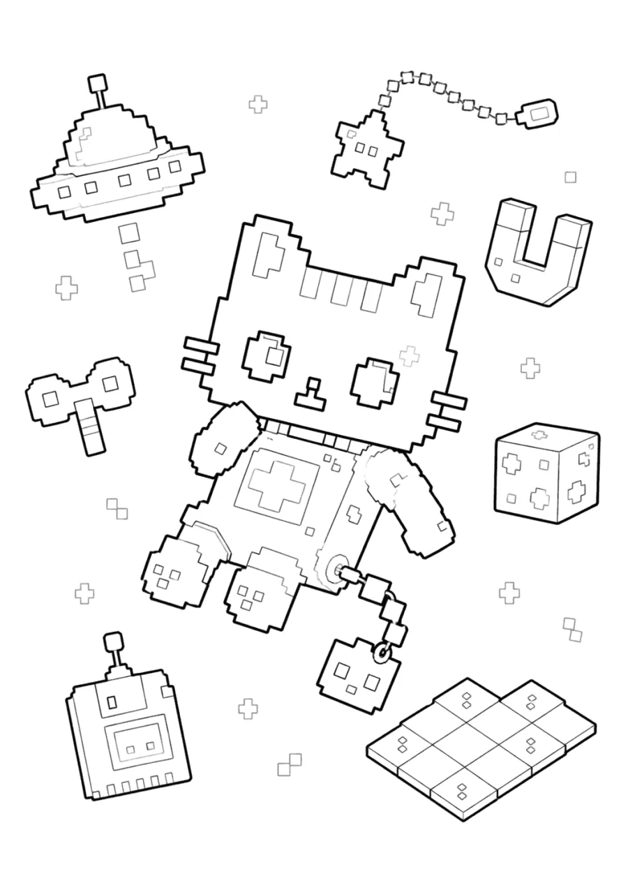 Pixel Nyan Cat Floating with Arcade Icons