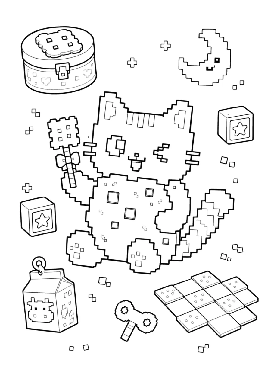 Pixel Nyan Cat with Toast and Game Tiles