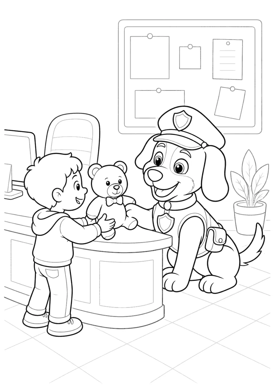 Police Dog Helping at a Front Desk