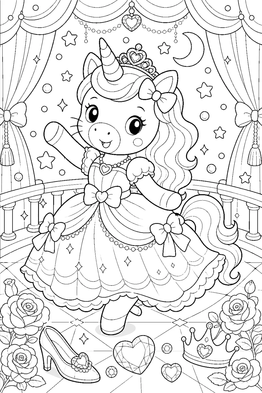Princess Unicorn Dancing on a Castle Stage