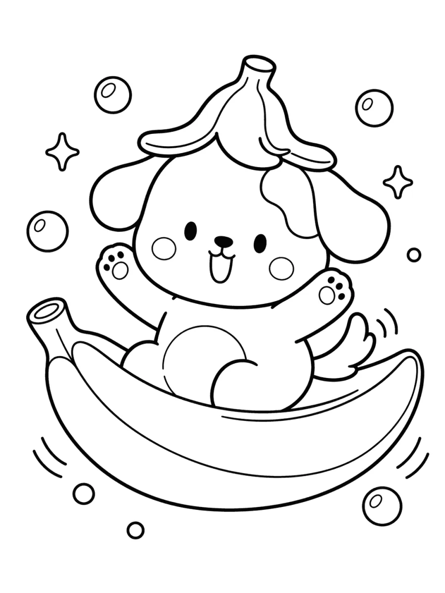 Puppy Sitting in a Banana Boat