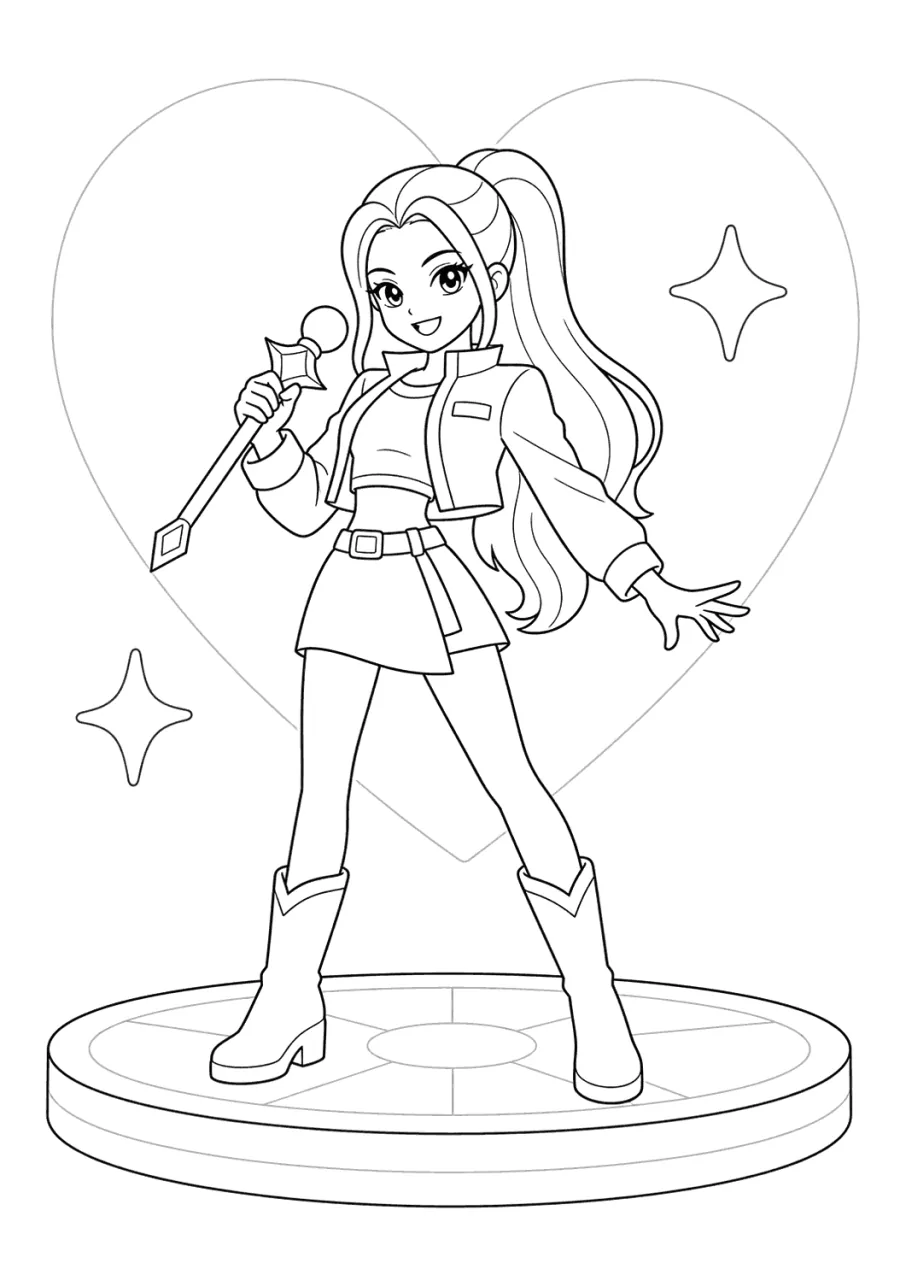 Rumi K-pop Demon Hunters on a Heart Stage