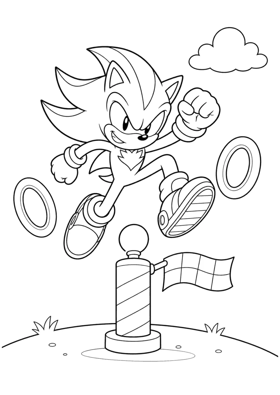 Shadow Sonic Jumping Over a Checkpoint