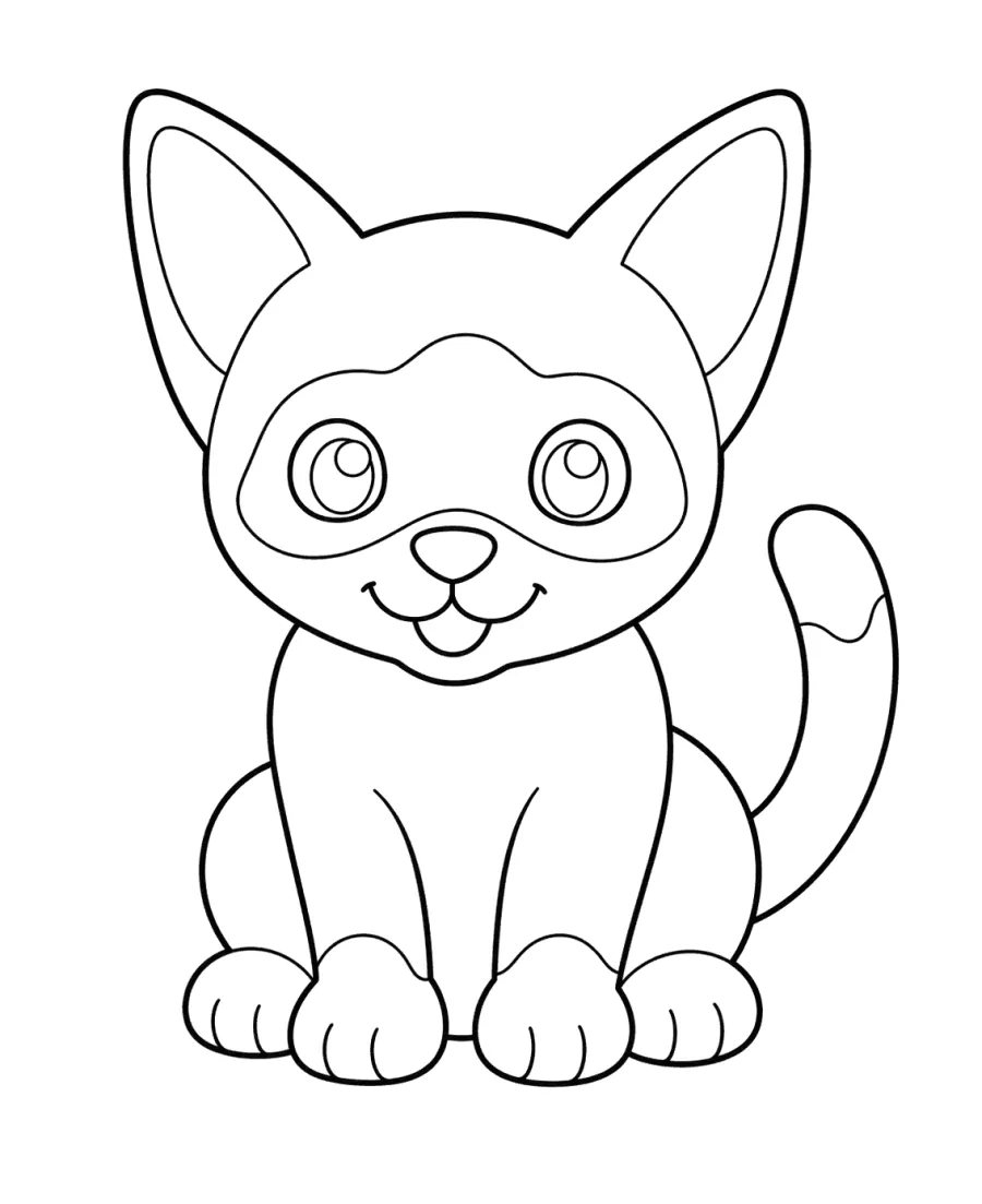 Siamese Kitten Sitting Front View