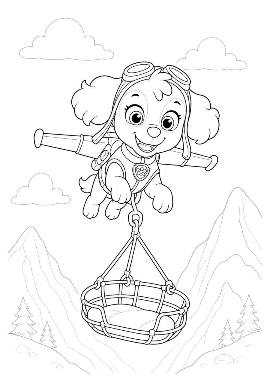 Skye Paw Patrol Carrying a Rescue Basket