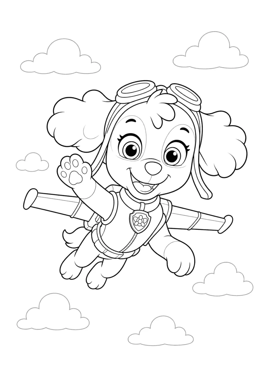 Skye Paw Patrol Flying Through the Clouds